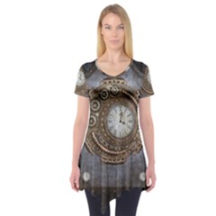 Elegant Steampunk Design Short Sleeve Tunic  by FantasyWorld7