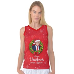 Make Christmas Great Again With Trump Face Maga Women s Basketball Tank Top by snek