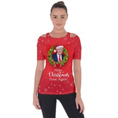 Make Christmas Great Again With Trump Face Maga Shoulder Cut Out Short Sleeve Top