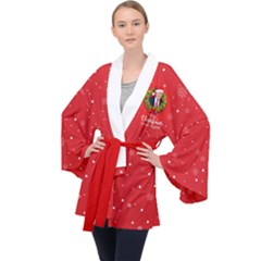 Make Christmas Great Again With Trump Face Maga Long Sleeve Velvet Kimono  by snek