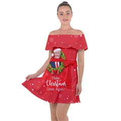 Make Christmas Great Again With Trump Face Maga Off Shoulder Velour Dress