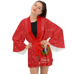 Make Christmas Great Again With Trump Face Maga Long Sleeve Kimono by snek