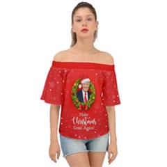 Make Christmas Great Again With Trump Face Maga Off Shoulder Short Sleeve Top by snek