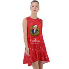 Make Christmas Great Again With Trump Face Maga Frill Swing Dress by snek