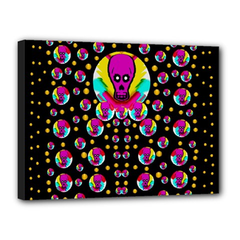 Skull With Many Friends Canvas 16  X 12  (stretched) by pepitasart