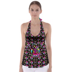 Skull With Many Friends Babydoll Tankini Top by pepitasart