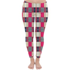 Background Texture Plaid Red Classic Winter Leggings by HermanTelo