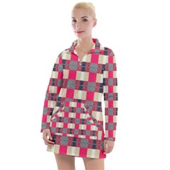 Background Texture Plaid Red Women s Long Sleeve Casual Dress