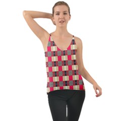 Background Texture Plaid Red Chiffon Cami