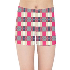 Background Texture Plaid Red Kids  Sports Shorts