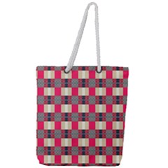 Background Texture Plaid Red Full Print Rope Handle Tote (large)
