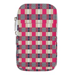 Background Texture Plaid Red Waist Pouch (large)