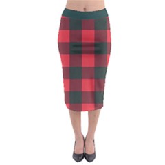 Canadian Lumberjack Red And Black Plaid Canada Midi Pencil Skirt by snek