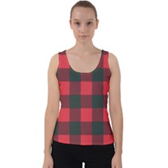 Canadian Lumberjack Red And Black Plaid Canada Velvet Tank Top by snek