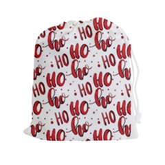 Christmas Watercolor Hohoho Red Handdrawn Holiday Organic And Naive Pattern Drawstring Pouch (2xl) by genx