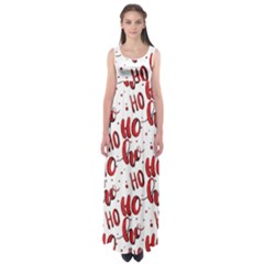 Christmas Watercolor Hohoho Red Handdrawn Holiday Organic And Naive Pattern Empire Waist Maxi Dress by genx