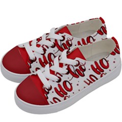 Christmas Watercolor Hohoho Red Handdrawn Holiday Organic And Naive Pattern Kids  Low Top Canvas Sneakers by genx