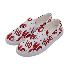 Christmas Watercolor Hohoho Red Handdrawn Holiday Organic And Naive Pattern Women s Canvas Slip Ons by genx