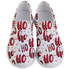 Christmas Watercolor Hohoho Red Handdrawn Holiday Organic And Naive Pattern Men s Lightweight Slip Ons by genx