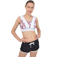 Christmas Watercolor Hohoho Red Handdrawn Holiday Organic And Naive Pattern V-back Sports Bra by genx