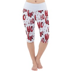 Christmas Watercolor Hohoho Red Handdrawn Holiday Organic And Naive Pattern Lightweight Velour Cropped Yoga Leggings by genx
