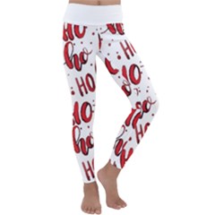 Christmas Watercolor Hohoho Red Handdrawn Holiday Organic And Naive Pattern Kids  Lightweight Velour Classic Yoga Leggings by genx