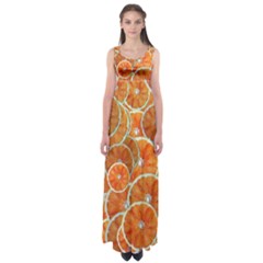 Oranges Background Texture Pattern Empire Waist Maxi Dress by HermanTelo