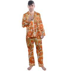 Oranges Background Texture Pattern Men s Satin Pajamas Long Pants Set