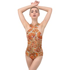 Oranges Background Texture Pattern Cross Front Low Back Swimsuit by HermanTelo