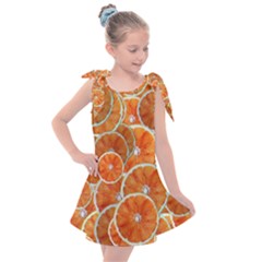 Oranges Background Texture Pattern Kids  Tie Up Tunic Dress by HermanTelo