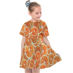 Oranges Background Texture Pattern Kids  Sailor Dress