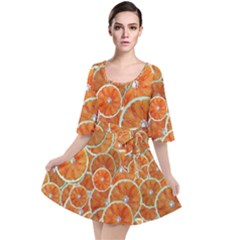 Oranges Background Texture Pattern Velour Kimono Dress