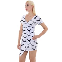 Bats Pattern Short Sleeve Asymmetric Mini Dress by Sobalvarro