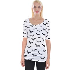 Bats Pattern Wide Neckline Tee