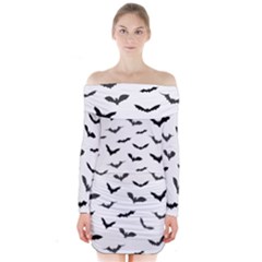 Bats Pattern Long Sleeve Off Shoulder Dress by Sobalvarro