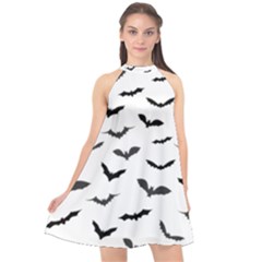 Bats Pattern Halter Neckline Chiffon Dress  by Sobalvarro