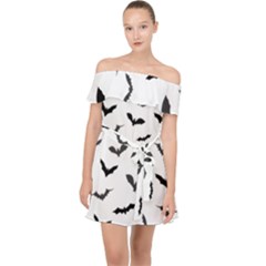 Bats Pattern Off Shoulder Chiffon Dress by Sobalvarro