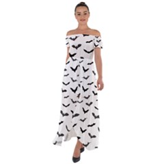 Bats Pattern Off Shoulder Open Front Chiffon Dress by Sobalvarro