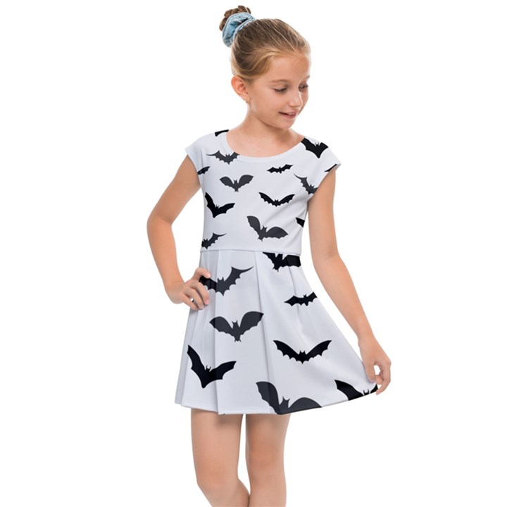 Bats Pattern Kids  Cap Sleeve Dress