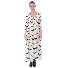 Bats Pattern Button Up Maxi Dress