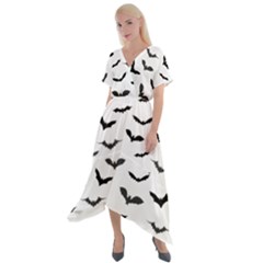 Bats Pattern Cross Front Sharkbite Hem Maxi Dress by Sobalvarro