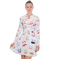 Pumpkin Faces Pattern Long Sleeve Panel Dress by Sobalvarro