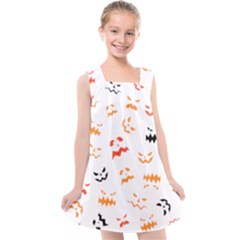 Pumpkin Faces Pattern Kids  Cross Back Dress by Sobalvarro