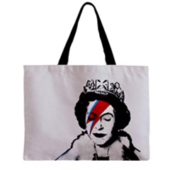 Banksy Graffiti Uk England God Save The Queen Elisabeth With David Bowie Rockband Face Makeup Ziggy Stardust Zipper Mini Tote Bag by snek