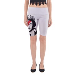 Banksy Graffiti Uk England God Save The Queen Elisabeth With David Bowie Rockband Face Makeup Ziggy Stardust Yoga Cropped Leggings by snek