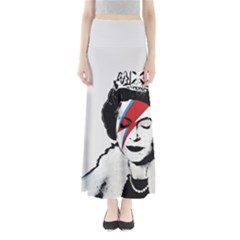 Banksy Graffiti Uk England God Save The Queen Elisabeth With David Bowie Rockband Face Makeup Ziggy Stardust Full Length Maxi Skirt by snek