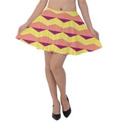 Background Colorful Chevron Velvet Skater Skirt