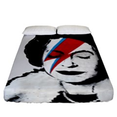 Banksy Graffiti Uk England God Save The Queen Elisabeth With David Bowie Rockband Face Makeup Ziggy Stardust Fitted Sheet (king Size) by snek