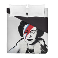 Banksy Graffiti Uk England God Save The Queen Elisabeth With David Bowie Rockband Face Makeup Ziggy Stardust Duvet Cover Double Side (full/ Double Size) by snek