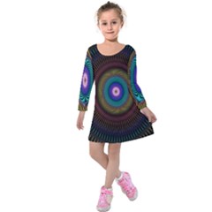 Artskop Kaleidoscope Pattern Kids  Long Sleeve Velvet Dress